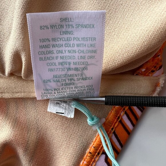 Kona Sol Orange & Pink Floral Multi-Way Bikini Top Nylon/Spandex Size Small NWT - Picture 5 of 5